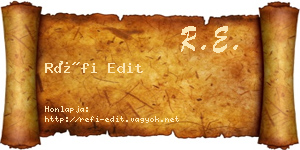 Réfi Edit névjegykártya